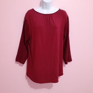 Van Heusen wine long sleeve mesh top